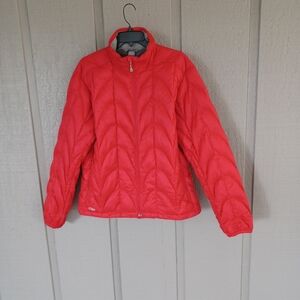 Outdoor Research Red Puffer Jacket Size XL Women Full Zip Goose Down Feather